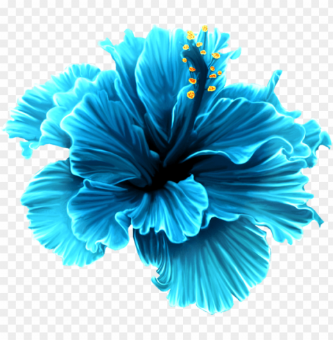 transparent turquoise flowers Clean Background Isolated PNG Character