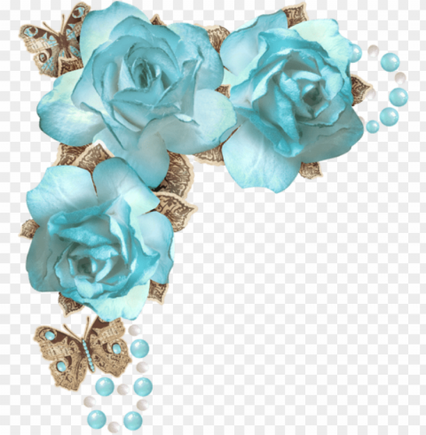 transparent turquoise flowers Clear Background Isolated PNG Icon