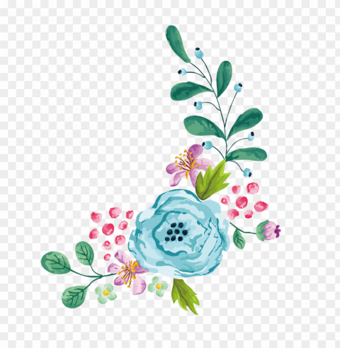  turquoise flowers PNG transparent graphics for download