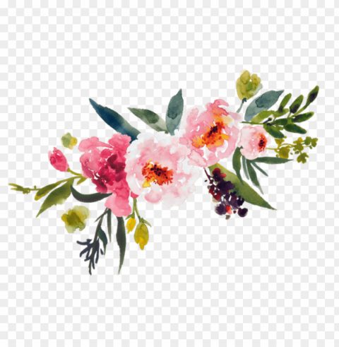 Transparent Watercolor Flowers ClearCut PNG Isolated Graphic