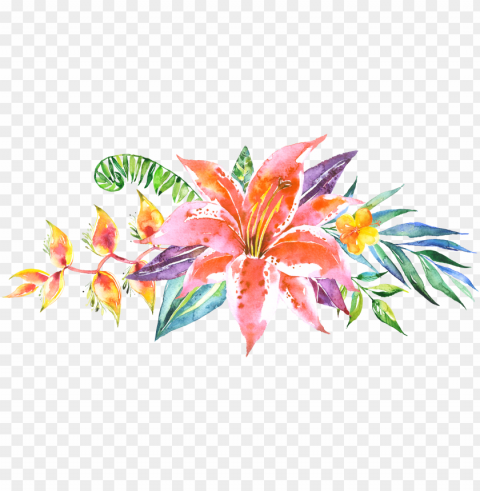  Watercolor Flowers Transparent PNG Isolated Graphic Detail
