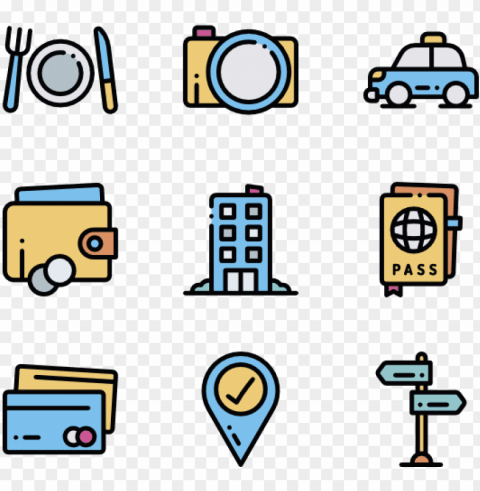 travel 50 icons - travel icon background Isolated Artwork in Transparent PNG