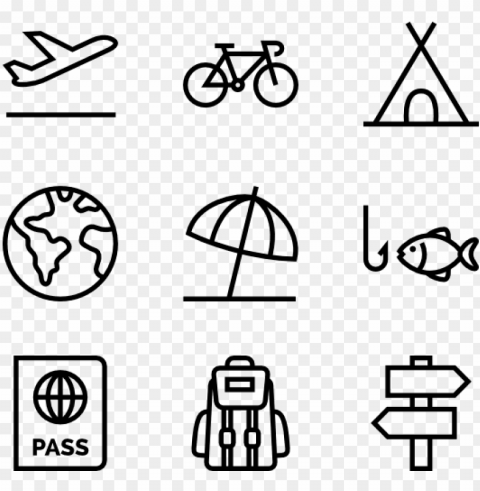 travel and adventure icons - web design line ico High Resolution PNG Isolated Illustration
