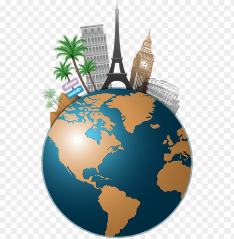 travel globe icons - world travel free clip art Isolated Artwork on Clear Background PNG