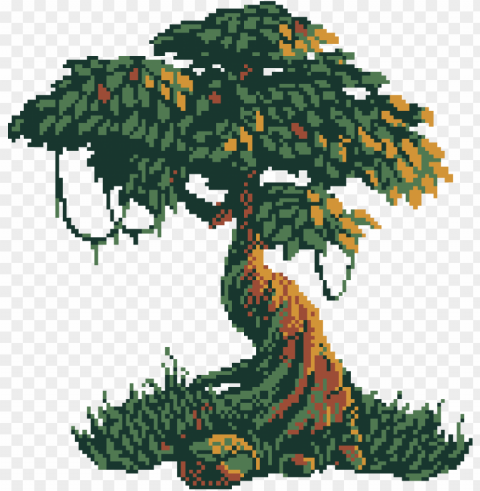 tree pixel art Isolated Item on Clear Background PNG