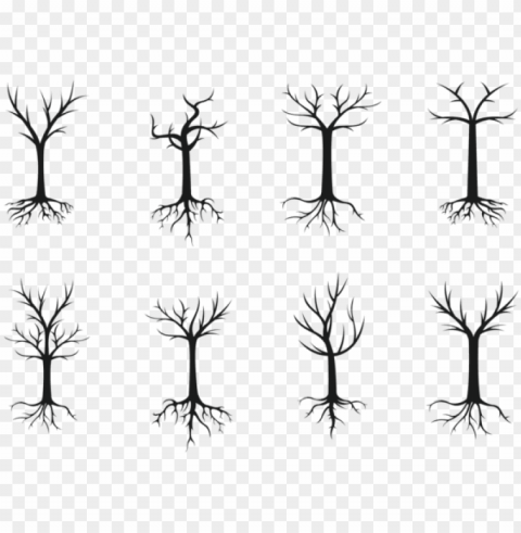 tree with roots silhouette vector - tree roots silhouette PNG for digital art