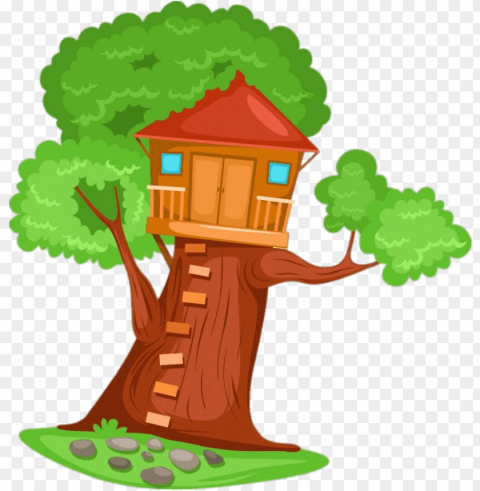 Treehouse With Red Roof Alpha Channel PNGs