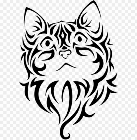 tribal cat tattoo PNG with clear overlay