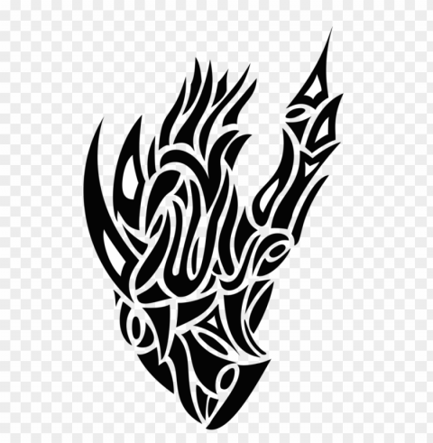 tribal heart tattoo black Isolated Item on Transparent PNG Format