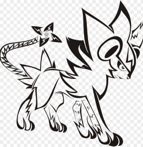 tribal luxray tattoo by newtoniannocturn on deviantart - luxray black and white Transparent Background PNG Object Isolation PNG transparent with Clear Background ID 11d3f111