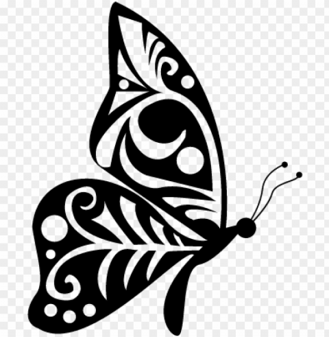 tribal wings design butterfly side view vector - butterfly side view silhouette Clean Background Isolated PNG Icon