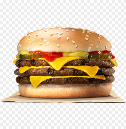triple cheese burger burger ki Isolated Item with Transparent PNG Background