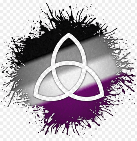 triquetra symbol silhouetted out of asexual flag paint - bear pride atheist square sticker 3 x 3 PNG images with no royalties PNG transparent with Clear Background ID a30a4536