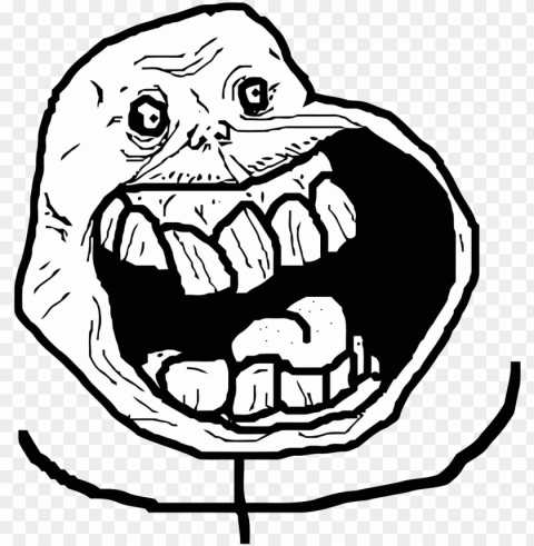 troll face - happy forever alone face PNG with transparent bg