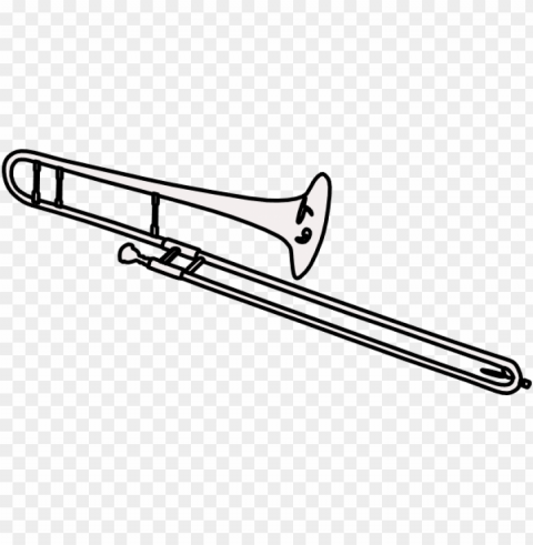 trombone - trombone clipart black and white Transparent PNG Object with Isolation