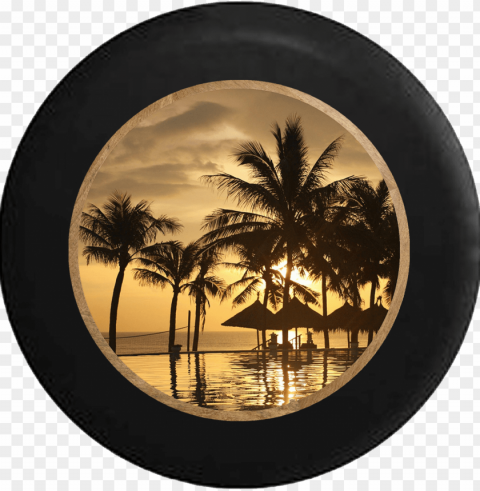 tropical island beach vacation hut palm trees rv camper - palm trees sunset hd PNG file with no watermark
