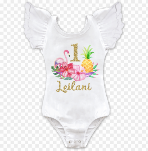 tropical luau 1st birthday top - pineapple flamingo birthday shirt PNG images alpha transparency