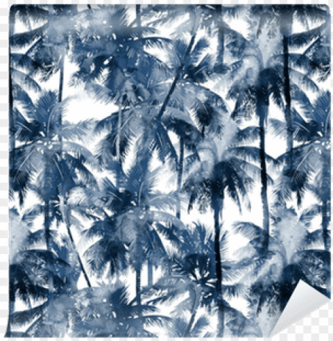 tropical watercolor pattern - papier peint noir et blanc palmier PNG transparent design
