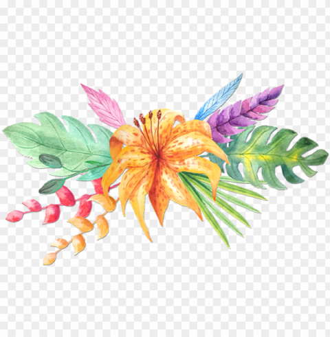 tropical watercolor - tropical flower watercolor PNG images with clear alpha channel broad assortment