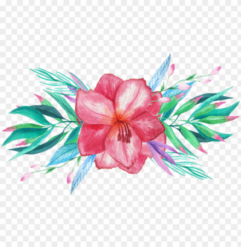 tropical watercolor vector freeuse library - tropical flowers tropical watercolor PNG Image with Isolated Graphic Element