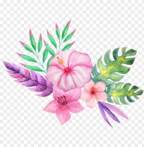 tropical watercolor - watercolor tropical flower PNG images with alpha transparency wide selection