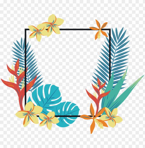 Tropics Geometry Quadrilateral Clip Art - Tropical Flowers Border Transparent Background Isolated PNG Icon