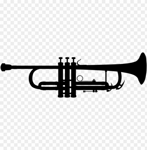 trumpet silhouette - trumpet clipart Clear Background PNG Isolated Design Element