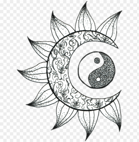 tumblr moon sol luna sticker tumblr flower moon - artsy coloring pages PNG without background