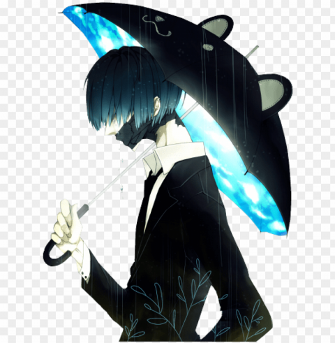 tumblr static sad anime guy render shoumou mnyht - anime with black mask Isolated Element with Clear PNG Background