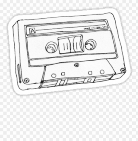 tumblr stickers - hand drawn cassette tape PNG Graphic with Transparent Isolation