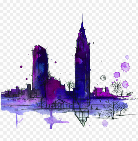 tumblr transparents purple - new york watercolor Free PNG