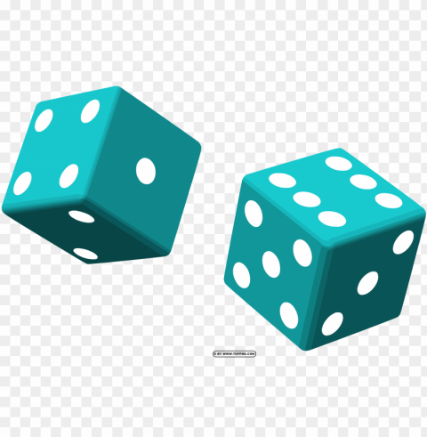 turquoise color dice PNG cutout