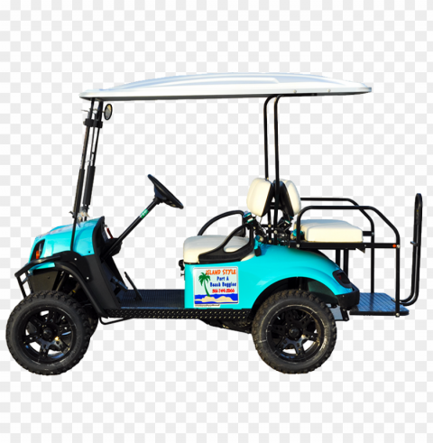 turquoise golf buggy cart vehicle side view Isolated Item with Transparent PNG Background