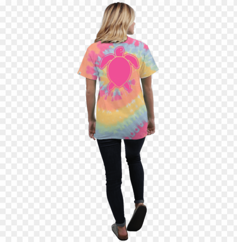 turtle washed logo tie dye short sleeve t-shirt - shirt Transparent image