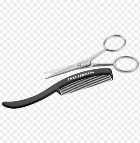 tweezerman moustache scissors & comb - comb with scissors PNG pictures with no backdrop needed