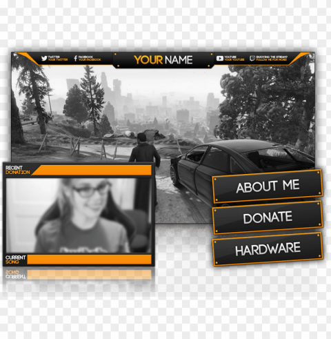 twitch orange minipack graphics overlay preview - crazy orange stream overlay Isolated Element in HighQuality PNG
