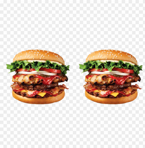 two delicious hamburger PNG with cutout background