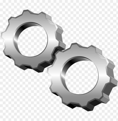 two metal gears cog wheels PNG high quality