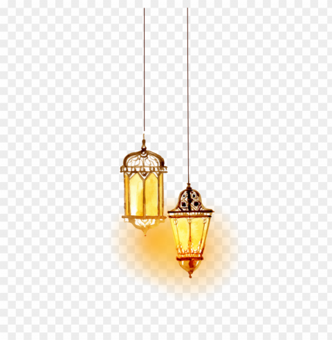 two watercolor arabic hanging light lanterns lamps Isolated Object on Transparent Background in PNG