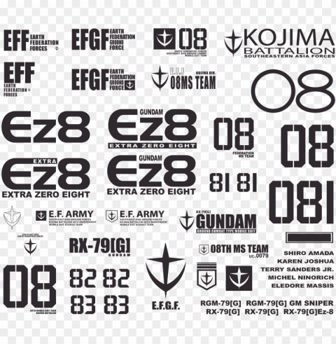 typography vector element - gundam decals PNG images without watermarks