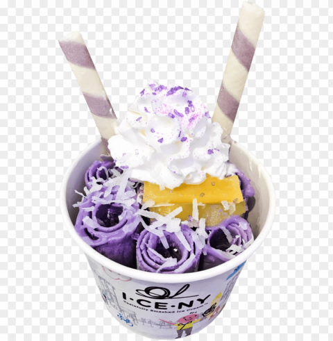 ube - taro roll ice cream PNG with transparent background free