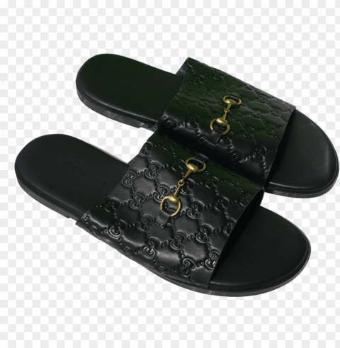 ucci sandals black - men gucci leather slippers PNG with Isolated Transparency