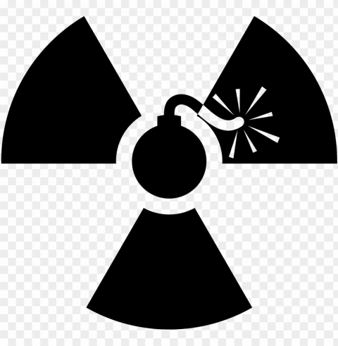 uclear explosion clipart - radiation symbol black and white Transparent Background PNG Isolated Element