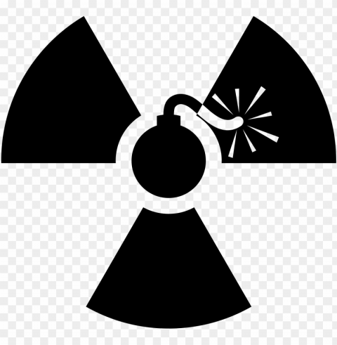 Uclear Explosion Clipart - Radiation Symbol Black And White Transparent Background PNG Isolated Element