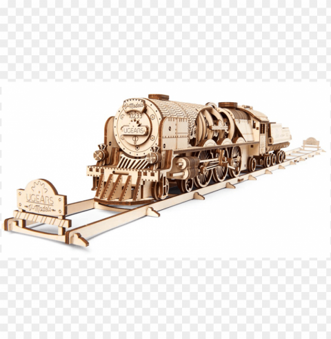 ugears v-express steam train with tender - ugears v express PNG files with clear backdrop assortment