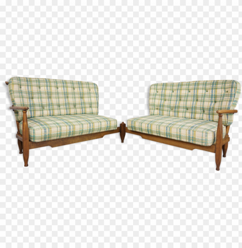 uillerme and chambron corner sofa 50s 60s - couch Transparent background PNG clipart