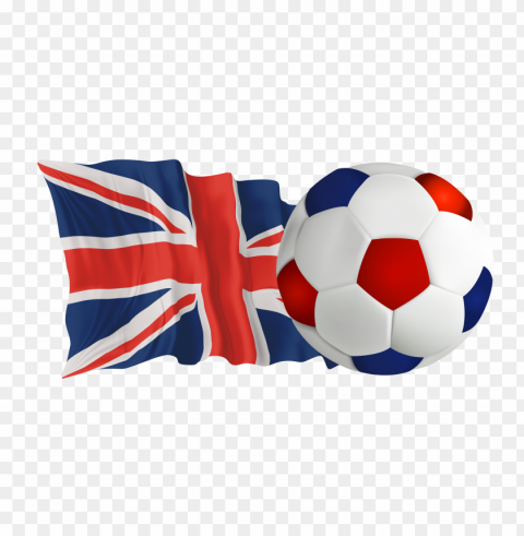uk united kingdom flag with soccer football ball Isolated Object on Transparent PNG