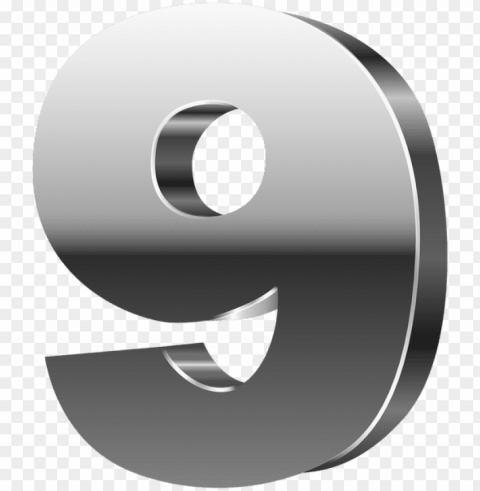 Umber Nine 3d Silver Clip Art Image - Silver Numbers Images In PNG Format With Transparency