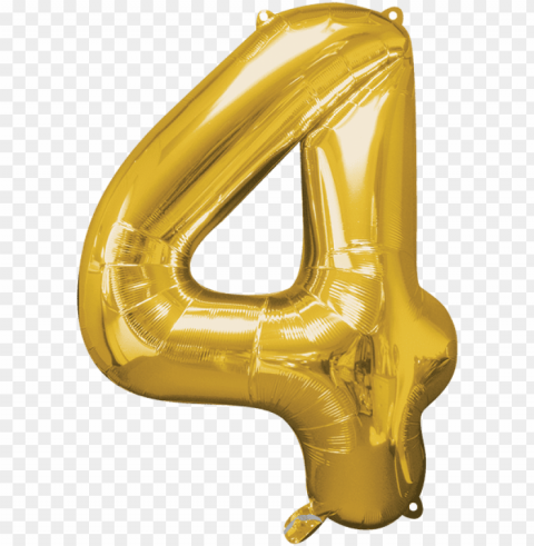 umero 4 dorado 28 pulgadas globo metálico - gold foil number 4 foil balloo PNG for personal use