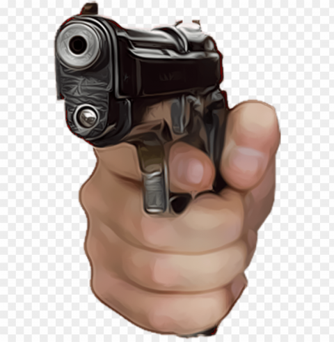 un in hand psd large - hand with gun Isolated Item on Clear Background PNG